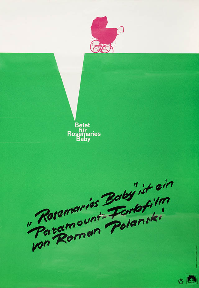 Niemiecki plakat do filmu "Dziecko Rosemary", fot. Muzeum Kinematografii w Łodzi